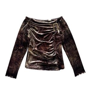 Y2K Made in USA Buckle Off The Shoulder Blouse size Medium